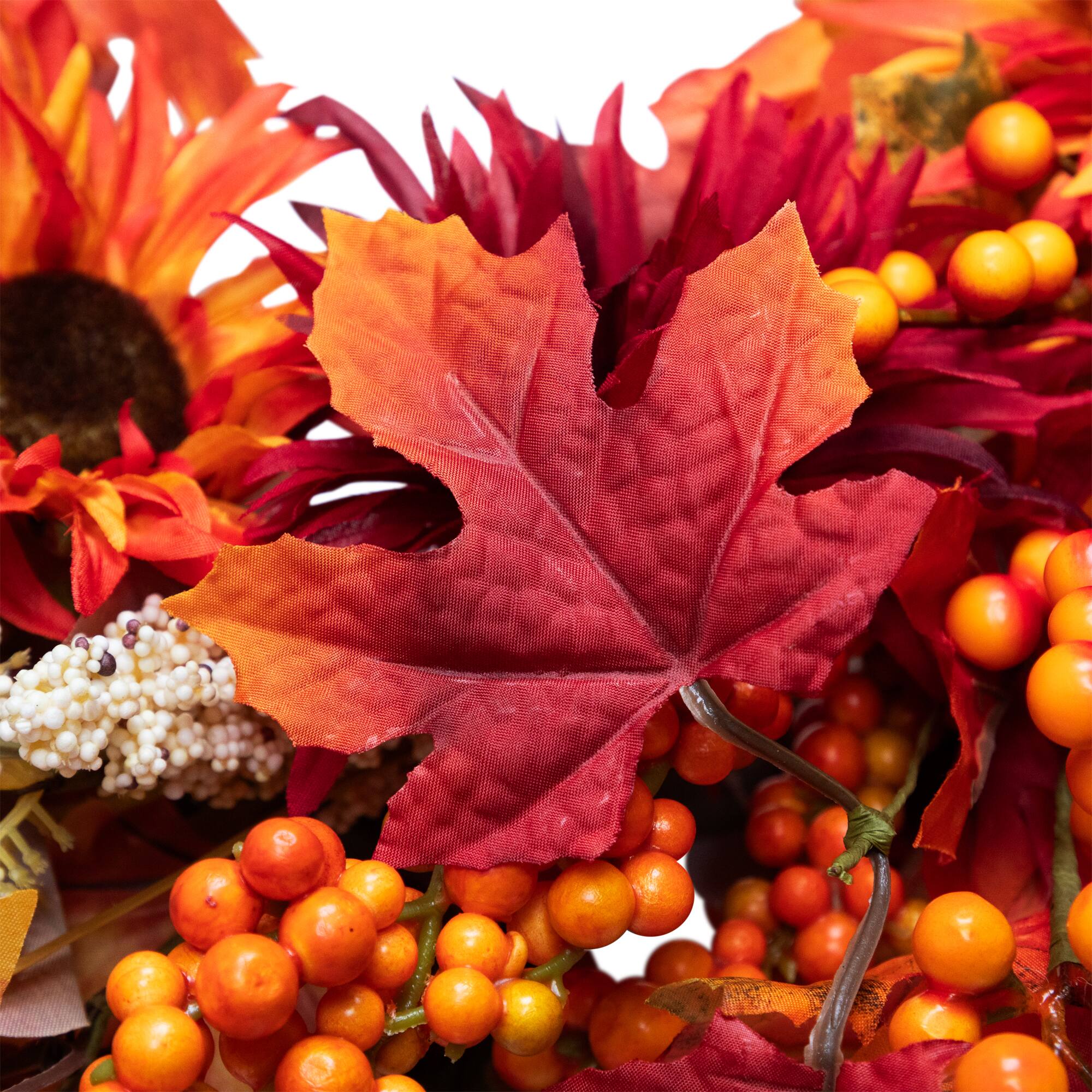 24" Leaves & Flowers Fall Harvest Wreath